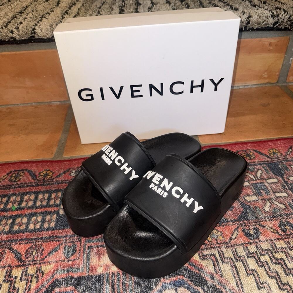 Givenchy Platform Slides Size 39 US 9 Black Includes Dustbags and Box Nordstrom